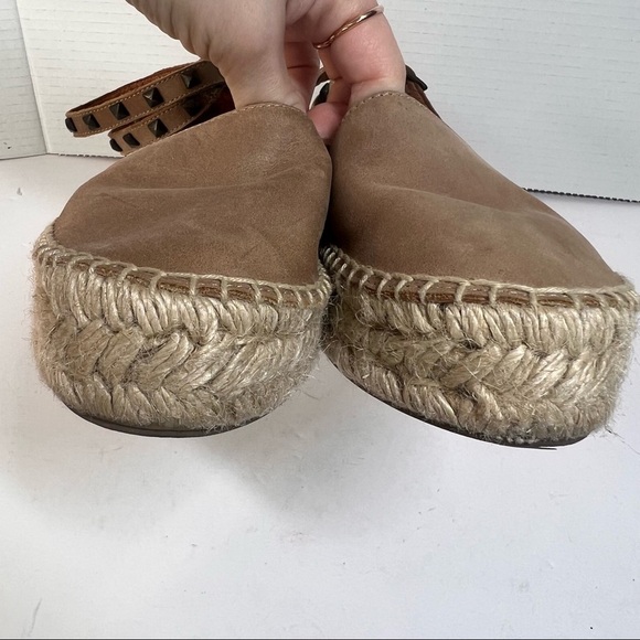 Garnet Hill Womens Espadrille Margo Studded Straps Wrap Sandals Sz 37Tan Leather - Picture 10 of 16